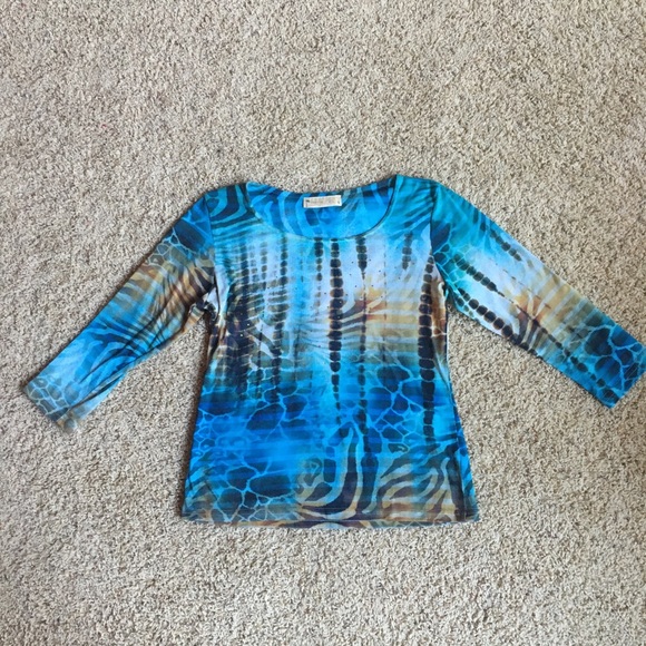 Impulse California Tops - Impulse California 3/4 Sleeve Top Bejeweled SMALL